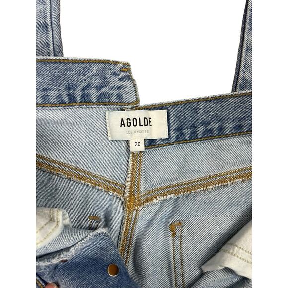 Agolde Criss Cross Straight Frayed High Rise Denim Jeans Button Fly Size 26 - Picture 10 of 13